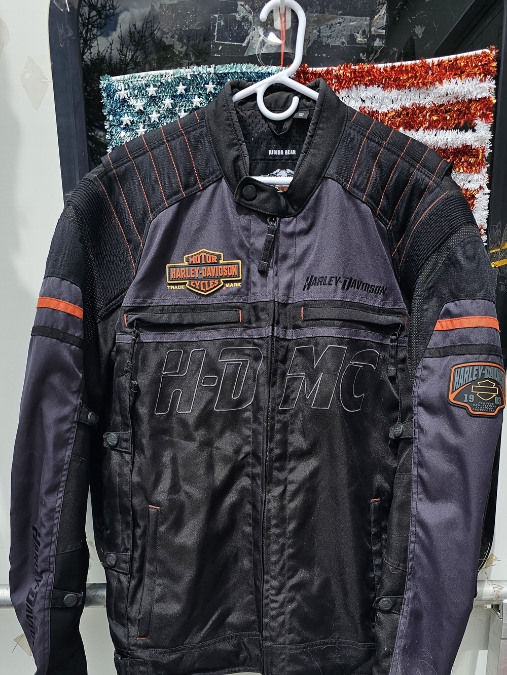 Harley-Davidson Size XL Black, Gray & Orange H-D MC Motorcycle Field Jacket